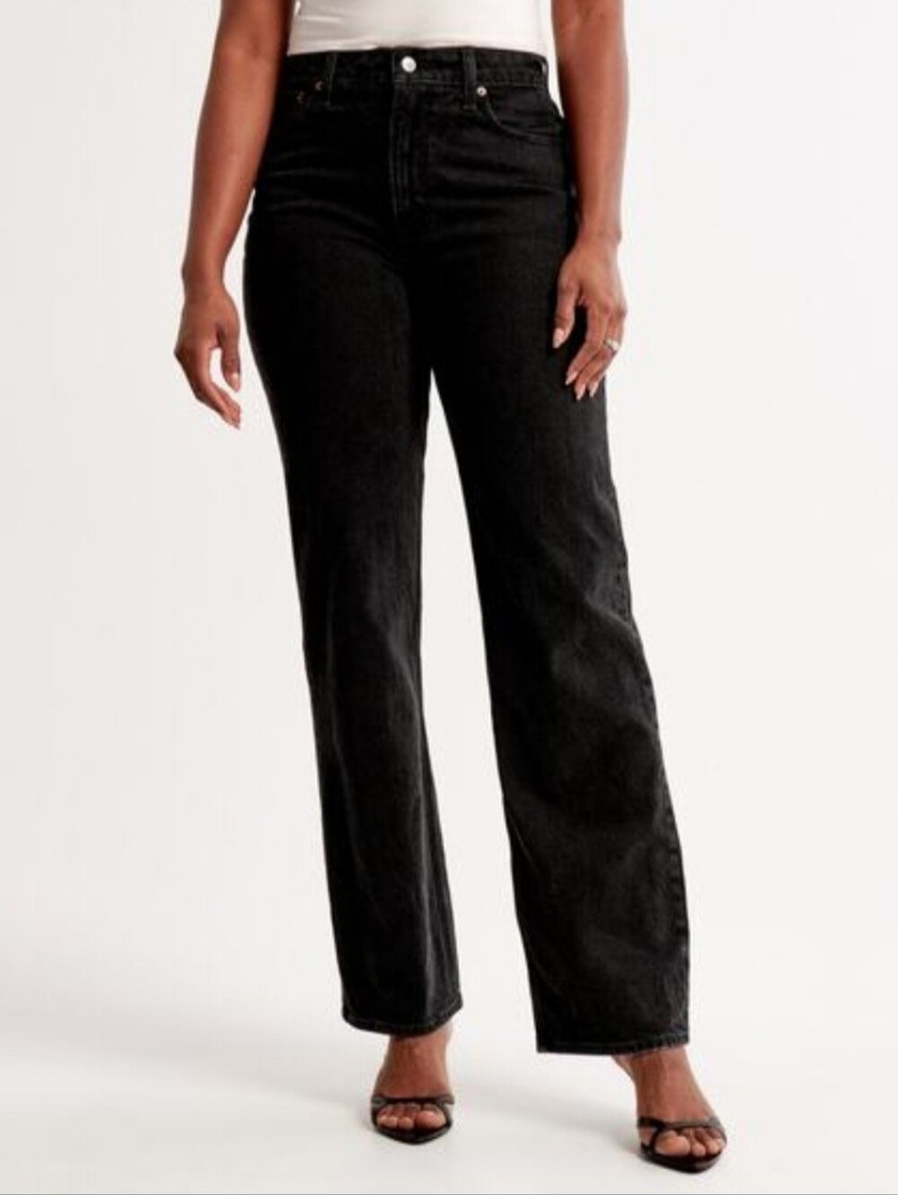 Abercrombie & Fitch curve love together straight mid rise 16R black denim 90s